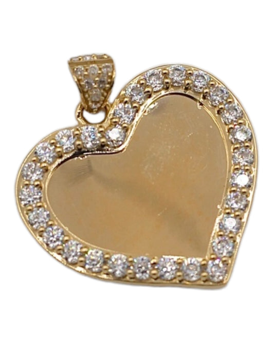 Women's 14k Gold Heart Custom Photo Pendant