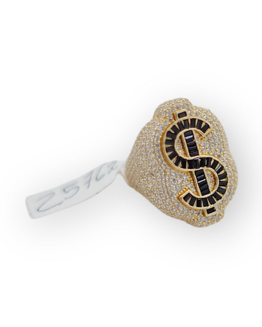14k CZ Stone Money Symbol Ring