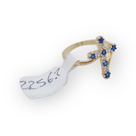 Women's 14k Gold Cross with Blue Stones
